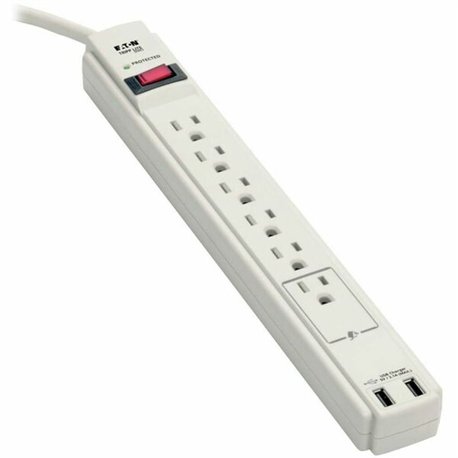 Tripp Lite by Eaton Protect It! 6-Outlet Surge Protector, 6 ft. (1.83 m) Cord, 990 Joules, 2 x USB Charging ports (2.1A), Gray H