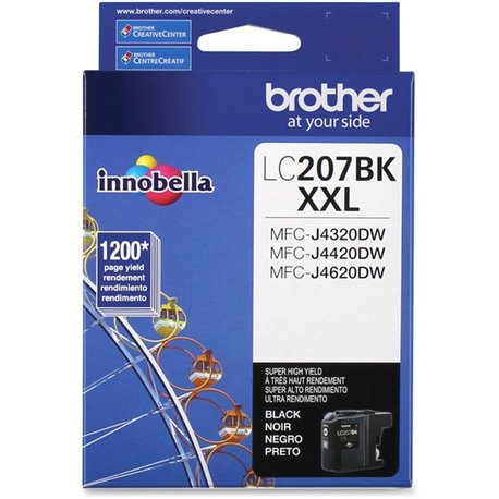 Brother Genuine LC207BK Super High Yield Black Ink Cartridge - Inkjet - Super High Yield - 1200 Pages - Black - 1 Each