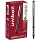 uniball Vision Needle Rollerball Pens - Fine Pen Point - 0.7 mm Pen Point Size - Black Liquid Ink - Silver Barrel - 1 Dozen