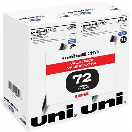 uniball Onyx Rollerball Pens - 0.7 mm Pen Point Size - Conical Pen Point Style - Blue - 72 / Pack