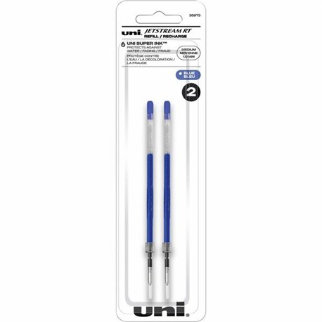 uni Jetstream RT Ballpoint Pen Refills - 1 mm, Medium Point - Blue Ink - Super Ink, Water Resistant Ink, Fade Resistant, Fraud R