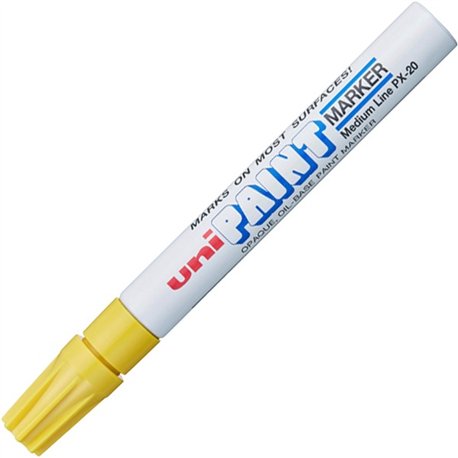 uni uni-Paint PX-20 Oil-Based Paint Marker - Medium Marker Point - Yellow Oil Based Ink - White Barrel - 1 Each