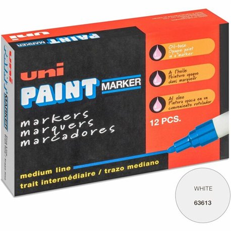 uni uni-Paint PX-20 Oil-Based Marker - Medium Marker Point - White Oil Based Ink - White Barrel - 1 Dozen