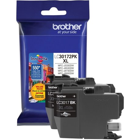 Brother LC30172PK Original High Yield Inkjet Ink Cartridge - Black - 2 / Pack - 550 Pages Black (Per Cartridge)