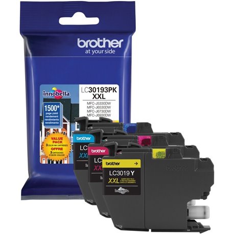 Brother LC30193PK Original Inkjet Ink Cartridge - Cyan, Magenta, Yellow - 3 / Pack - 1500 Pages Cyan, 1500 Pages Magenta, 1500 P