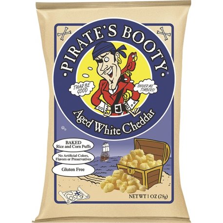 B&G Pirate's Booty White Cheddar Rice/Corn Puffs - Gluten-free, No Artificial Flavor, No Artificial Color, Preservative-free - W