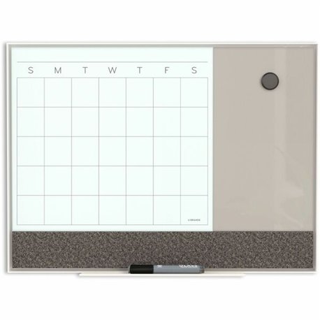 U Brands Magnetic Glass Dry Erase 3-in-1 Calendar Board - 17" (1.4 ft) Width x 23" (1.9 ft) Height - White Tempered Glass Surfac