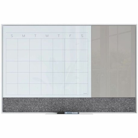 U Brands Magnetic Glass Dry Erase 3-in-1 Calendar Board - 23" (1.9 ft) Width x 35" (2.9 ft) Height - White Tempered Glass Surfac