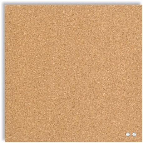 U Brands Square Cork Bulletin Board, 14 x 14 Inches, Frameless, Natural, Push Pins Included (463U00-04) - Natural Cork Surface -