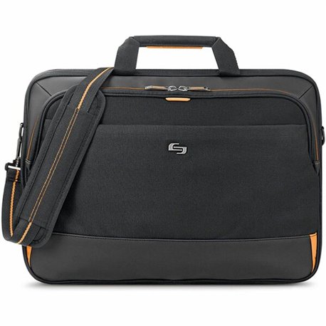 Solo Urban Carrying Case (Briefcase) for 11" to 17.3" iPad Notebook - Black, Gold - Polyester Body - Handle, Shoulder Strap - 12