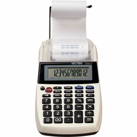 Victor 1205-4 12 Digit Portable Palm/Desktop Commercial Printing Calculator - 2 LPS - Environmentally Friendly, Large Display, I