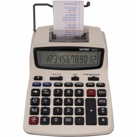 Victor 1208-2 12 Digit Compact Commercial Printing Calculator - 2.3 LPS - Extra Large Display, Clock, Date, Sign Change, Environ