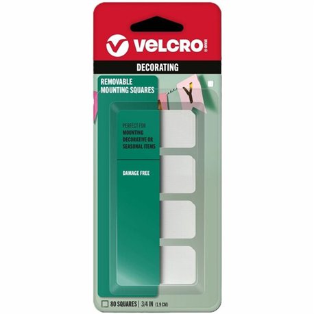 VELCRO Removable Mounting Tape - 0.75" Length x 0.75" Width - 80 / Pack - White