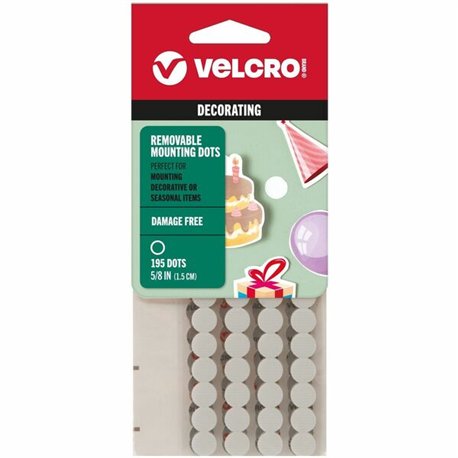 VELCRO Removable Mounting Tape - 0.63" Dia - 195 / Pack - White