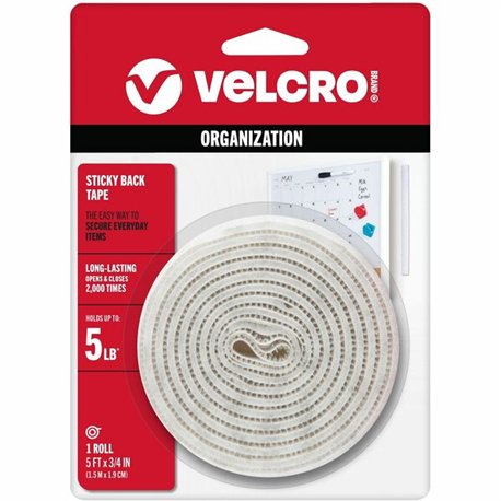 VELCRO 90087 General Purpose Sticky Back - 5 ft Length x 0.75" Width - Dispenser Included - For Mounting, Multi Surface - 1 / Ro