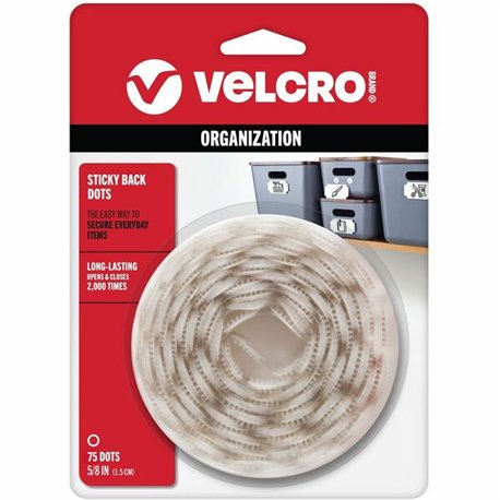 VELCRO 90090 General Purpose Sticky Back - 0.63" Dia - Adhesive Backing - Dispenser Included - For Glass, Metal, Plastic, Wood, 