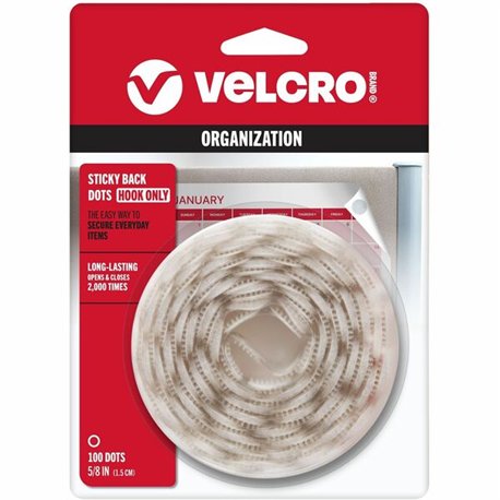 VELCRO 90204 General Purpose Sticky Back - 0.63" Dia - For Mounting, Multi Surface, Glass, Tile, Plastic, Metal - 100 / Carton -
