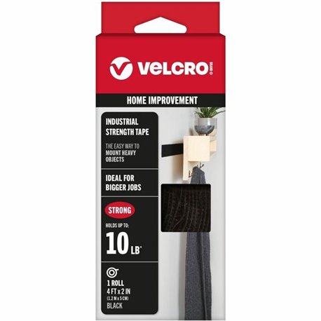 VELCRO 90593 Heavy Duty Industrial Strength - 4 ft Length x 2" Width - For Holding, Multi Surface - 1 / RollRoll - Black