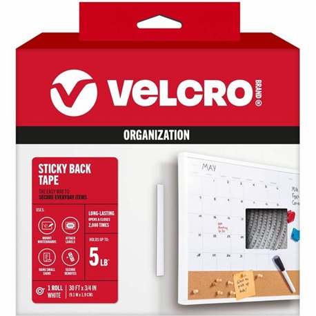 VELCRO 91138 General Purpose Sticky Back - 10 yd Length x 0.75" Width - Dispenser Included - For Mount Picture/Poster, Multi Sur