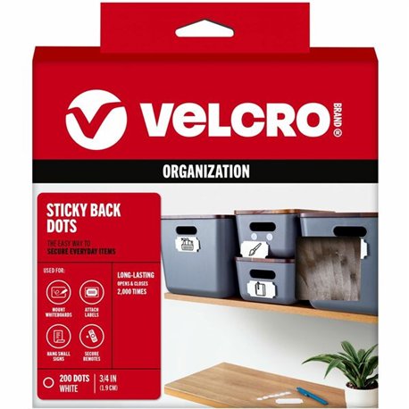 VELCRO Sticky Back General Purpose Stick On Circles - 0.75" Dia - For Sign, Poster, Wall, Plastic, Glass, Tile - 200 / Carton - 