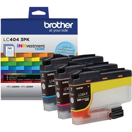 Brother INKvestment LC4043PK Original Standard Yield Inkjet Ink Cartridge - Cyan, Magenta, Yellow - 3 Pack - 750 Pages (Per Cart