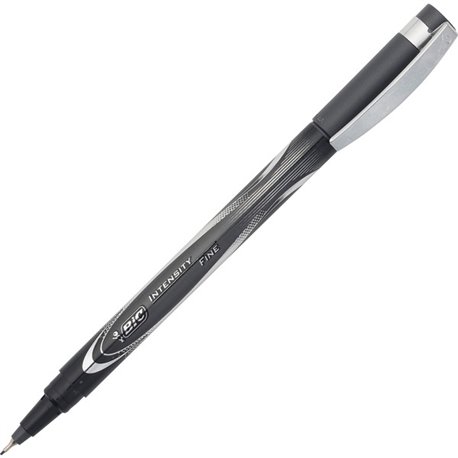 BIC Intensity Fine Point Permanent Marker Pens - Fine Pen Point - 0.5 mm Pen Point Size - Black - Black Barrel - 1 Dozen
