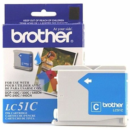 Brother LC51C Original Ink Cartridge - Inkjet - 400 Pages - Cyan - 1 Each