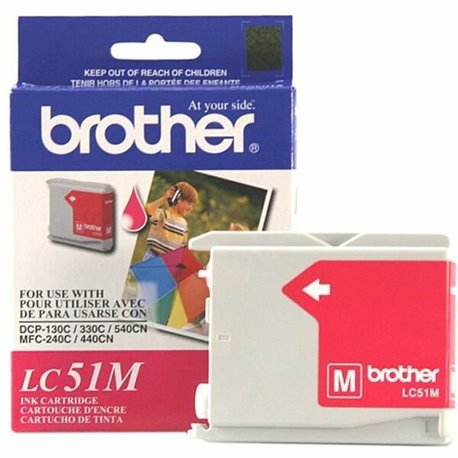 Brother LC51M Original Ink Cartridge - Inkjet - 500 Pages Black, 400 Pages Color - Magenta - 1 Each