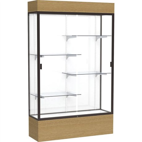 Waddell Reliant Display Cabinet - 48" x 16" x 80" - 4 x Shelf(ves) - Sliding Door(s) - Durable, Adjustable Shelf, Lockable, LED 