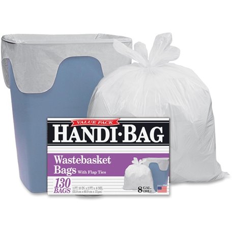 Berry Handi-Bag Wastebasket Bags - Small Size - 8 gal Capacity - 21.50" Width x 24" Length - 0.60 mil (15 Micron) Thickness - Wh