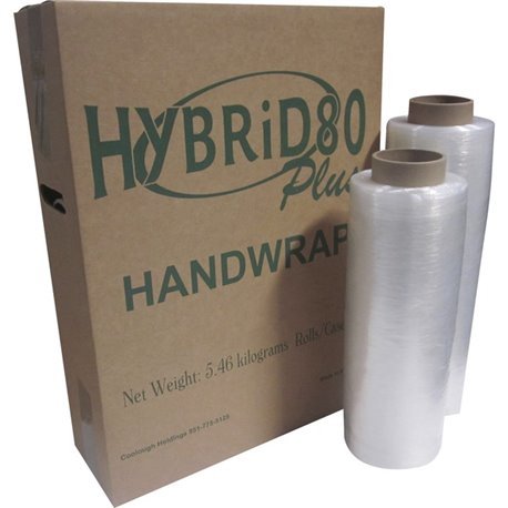 WP HYBRiD80 PLUS Stretch Wrap - 17" Width x 1500 ft Length - Easy to Use, Hand Hole - Clear - 48 / Pallet