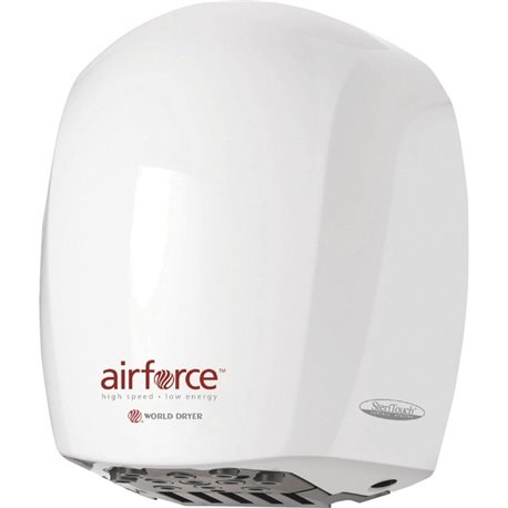 World Dryer Airforce High-Speed Hand Dryer - 8.9" Width x 6.5" Depth x 10.7" Height - 1 Each - White - Aluminum