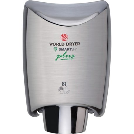 World Dryer SMARTdri Plus Intelligent Hand Dryer - 9.3" Width x 7.6" Depth x 12.5" Height - 1 Each - Metallic Silver - Stainless