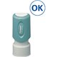 Xstamper Pre-Inked OK Stamp - Message Stamp - "OK" - 0.63" Impression Diameter - Blue - Recycled - 1 Each