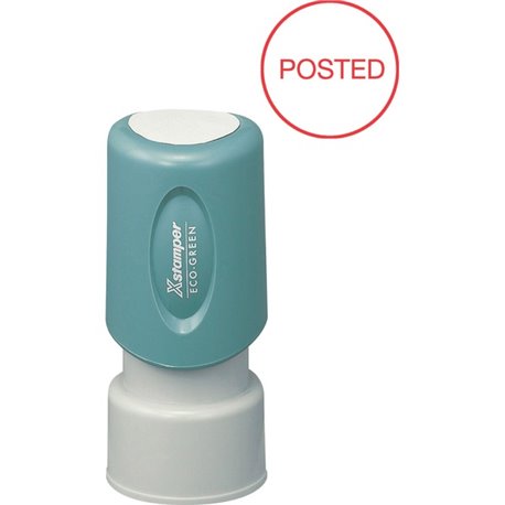 Xstamper Pre-Inked POSTED Stamp - Message Stamp - "POSTED" - 0.63" Impression Diameter - Red - Recycled - 1 Each