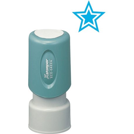 Xstamper Outlined Star Pre-inked Stamp - Design Stamp - "STAR" - 0.63" Impression Diameter - 100000 Impression(s) - Light Blue -