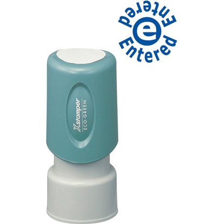 Xstamper Entered e Entered Pre-inked Stamp - Message Stamp - "ENTERED" - 0.63" Impression Diameter - 100000 Impression(s) - Blue