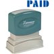 Xstamper Blue PAID Title Stamp - Message Stamp - "PAID" - 0.50" Impression Width x 1.62" Impression Length - 100000 Impression(s