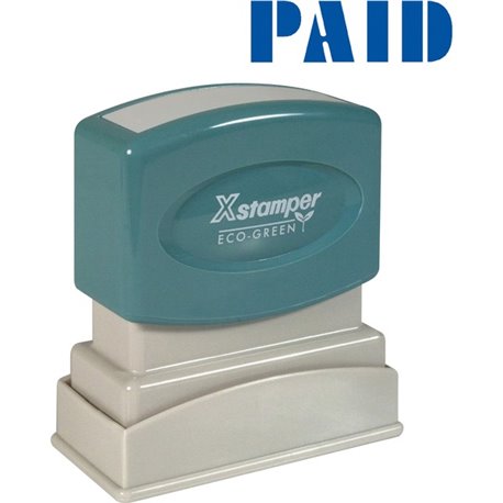 Xstamper Blue PAID Title Stamp - Message Stamp - "PAID" - 0.50" Impression Width x 1.62" Impression Length - 100000 Impression(s