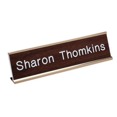 Xstamper Standard Aluminum Desk Sign - 1 Each - 8" Width x 2" Height - Aluminum - Gold