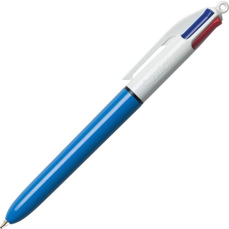 BIC 4-Color Retractable Pen - Medium Pen Point - Refillable - Retractable - Multi, Black, Red, Green - Blue, White Barrel - 1 Ea