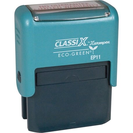 Xstamper ClassiX ECO Self-inking Message Stamp - Custom Message/Date Stamp - 0.50" Impression Width x 1.50" Impression Length - 