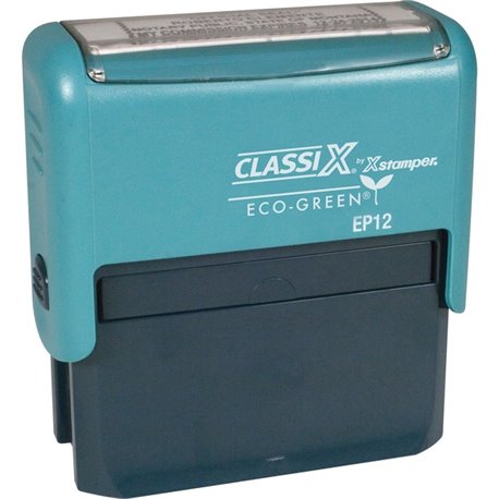 Xstamper ClassiX ECO Self-inking Message Stamp - Custom Message Stamp - 0.63" Impression Width x 2.31" Impression Length - Black