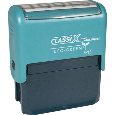 Xstamper ClassiX ECO Self-inking Message Stamp - Custom Message/Date Stamp - 0.94" Impression Width x 2.44" Impression Length - 