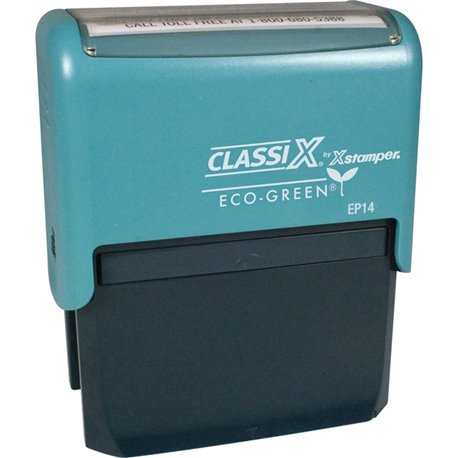 Xstamper ClassiX ECO Self-inking Message Stamp - Custom Message Stamp - 1.44" Impression Width x 2.94" Impression Length - Black