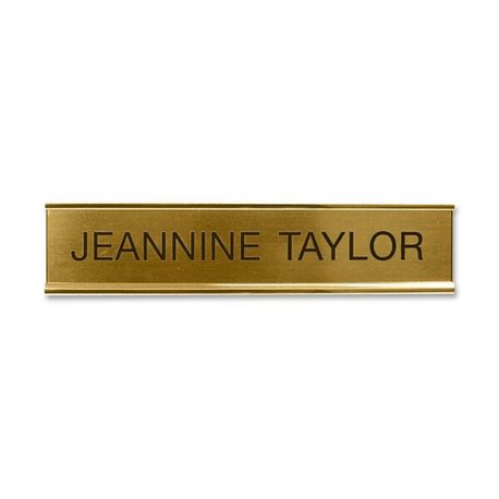 Xstamper Standard Aluminum Desk Sign - 1 Each - 10" Width x 2" Height - Aluminum - Gold