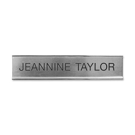 Xstamper Standard Aluminum Desk Sign - 1 Each - 10" Width x 2" Height - Aluminum - Silver