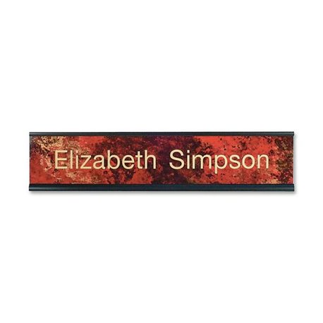 Xstamper Standard Aluminum Desk Sign - 1 Each - 10" Width x 2" Height - Aluminum - Black