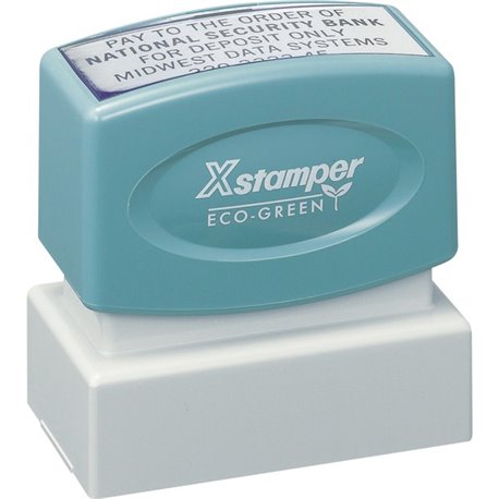 Xstamper Custom Endorsement Pre-inked Stamp - Custom Message Stamp - 1" Impression Width x 2" Impression Length - 50000 Impressi