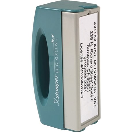 Xstamper Pre-inked Large Pocket Stamp - Custom Message Stamp - 0.62" Impression Width x 2.44" Impression LengthPlastic - Recycle